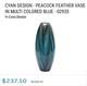 New In box -blue peacock CYAN VASE -23 Tall -stunning! Beauty ($300)