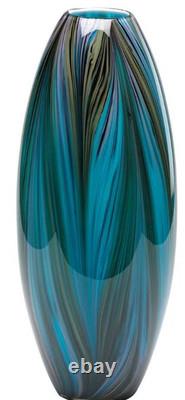 New In box -blue peacock CYAN VASE -23 Tall -stunning! Beauty ($300)