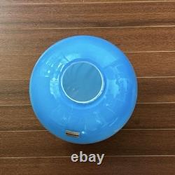 Noritake Handmade Glass Vase Marine Blue 10.2in White Glass Decor Used