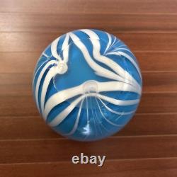 Noritake Handmade Glass Vase Marine Blue 10.2in White Glass Decor Used