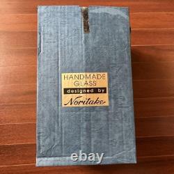 Noritake Handmade Glass Vase Marine Blue 10.2in White Glass Decor Used