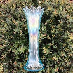 Northwood Antique Carnival Glass standard Ice Blue Tree Trunk Vase frosty