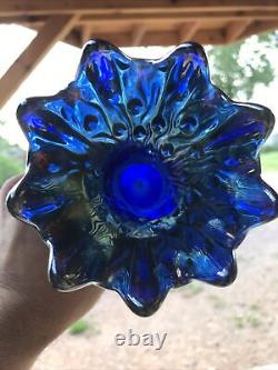 Northwood Blue Tree Trunk Carnival Glass Standard Size Vase