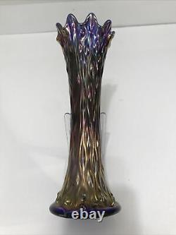 Northwood Blue Tree Trunk Carnival Glass Standard Size Vase