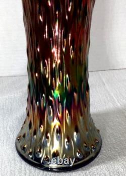 Northwood Midsize Tree Trunk Vase Blue Carnival Glass 12 Tall 4.5 Base Vintage