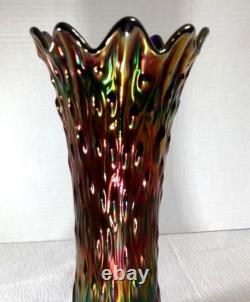 Northwood Midsize Tree Trunk Vase Blue Carnival Glass 12 Tall 4.5 Base Vintage