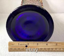 Northwood Midsize Tree Trunk Vase Blue Carnival Glass 12 Tall 4.5 Base Vintage