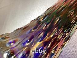 Northwood Midsize Tree Trunk Vase Blue Carnival Glass 12 Tall 4.5 Base Vintage