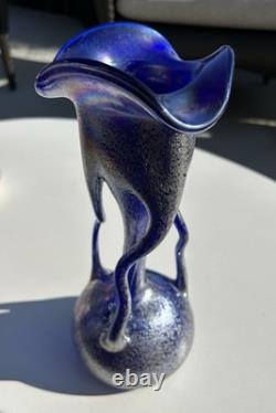 OAK Blown Glass, Blue Iridescent Hue, Bud Vase Acquired in Heidelberg in Germany