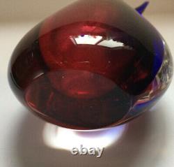 Oball Murano Art Glass Sommerso Bud Vase Luigi Onesto Cranberry Red Blue Signed