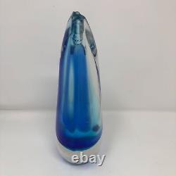 Oball Murano Art Glass Wave Bud Vase Signed Blue 9.25 DMG