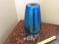 Old Durand Cobalt Blue Iridescent Large Vase 9.30