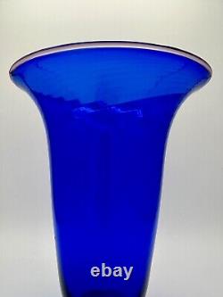 One-Off Signed 10 PAIRPOINT Swirled Cobalt Glass Vase David McDermott
