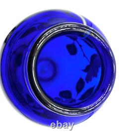 Orient & Flume Iridescent Cobalt Blue Design Paperweight Art Glass Vase-Signed