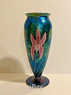 Orient & Flume Pink Spider Lily Art Glass Vase Estate Fresh
