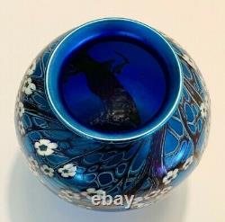 Orient & Flume Studio Hawthorne Blue Iridescent Landscape Art Glass Mantle Vase