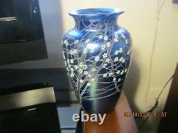 Orient & Flume Studio Hawthorne Blue Iridescent Landscape Art Glass Vase