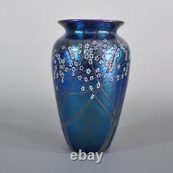 Orient and Flume 10 Iridescent Blue Hawthorn Vase in Original Box With Tag