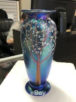 Orient and Flume Blue Hawthorne Tree Flower Glass Vase (9)