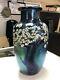 Orient and Flume Blue Tree Flower Glass Vase July 1984 (9.75)