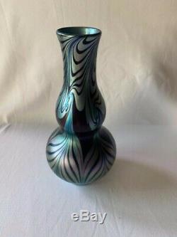 Orient and Flume Swirled Blue, Purple Glass Vase 1978