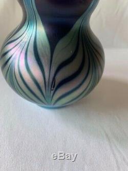 Orient and Flume Swirled Blue, Purple Glass Vase 1978