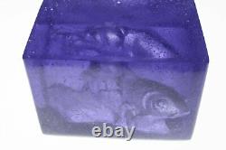 Original Art Glass Pate de verre Crystal sculpture signed LRC Aquarium