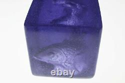 Original Art Glass Pate de verre Crystal sculpture signed LRC Aquarium