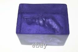 Original Art Glass Pate de verre Crystal sculpture signed LRC Aquarium