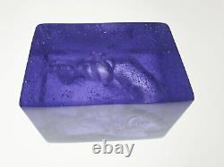 Original Art Glass Pate de verre Crystal sculpture signed LRC Aquarium