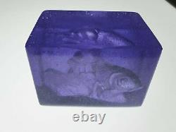 Original Art Glass Pate de verre Crystal sculpture signed LRC Aquarium