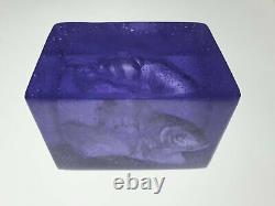 Original Art Glass Pate de verre Crystal sculpture signed LRC Aquarium