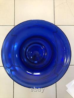 Original? Peter Gudrunas Signed Cobalt Blue Art Glass Vase 8 Fluted Top? Ex