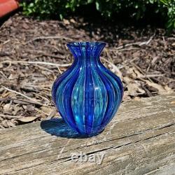 Orland Zennaro Murano Glass Vase, Italy, 1960 Blue & Green Mid-Century Modern