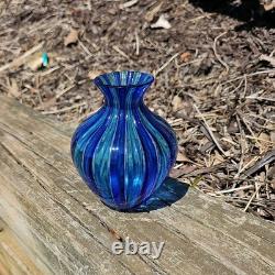 Orland Zennaro Murano Glass Vase, Italy, 1960 Blue & Green Mid-Century Modern