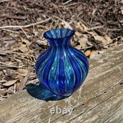 Orland Zennaro Murano Glass Vase, Italy, 1960 Blue & Green Mid-Century Modern