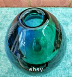 Orrefors Erika Lagerbielke Blue And Green Rosebud Contempary Vase