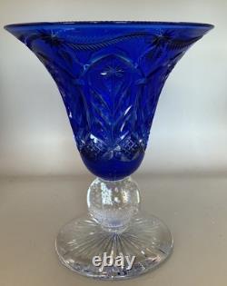 Outstanding 1920s Pairpoint Cobalt Blue Cut Glass 8 Tall Vase