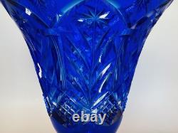 Outstanding 1920s Pairpoint Cobalt Blue Cut Glass 8 Tall Vase