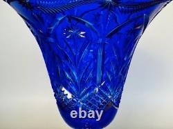 Outstanding 1920s Pairpoint Cobalt Blue Cut Glass 8 Tall Vase
