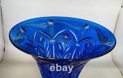 Outstanding 1920s Pairpoint Cobalt Blue Cut Glass 8 Tall Vase