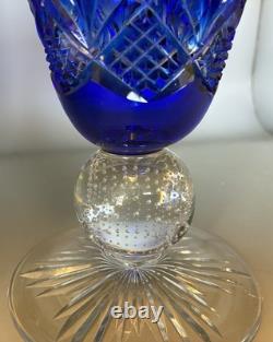Outstanding 1920s Pairpoint Cobalt Blue Cut Glass 8 Tall Vase