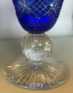 Outstanding 1920s Pairpoint Cobalt Blue Cut Glass 8 Tall Vase