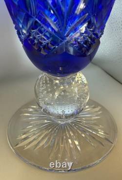 Outstanding 1920s Pairpoint Cobalt Blue Cut Glass 8 Tall Vase