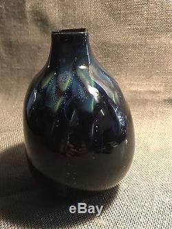 Oval Asymmetrical JOSH SIMPSON VASE Planets Dark Blue Water Earth Signed & Dated