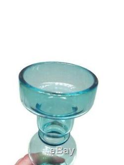 PAIR of RARE RIIHIMAKI POMPADOUR STYLE JAPANESE GLASS VASES LIGHT BLUE