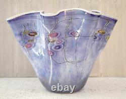 PAUL ALLEN COUNTS Monumental Indigo Blue Ocean Floor Vase Signed Art Glass