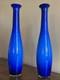 Pair 21 Vintage Empoli Italy Cased Opaline Glass Floor Vases Cobalt Blue MCM