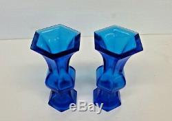 Pair Chinese Blue Glass Vases