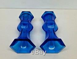 Pair Chinese Blue Glass Vases